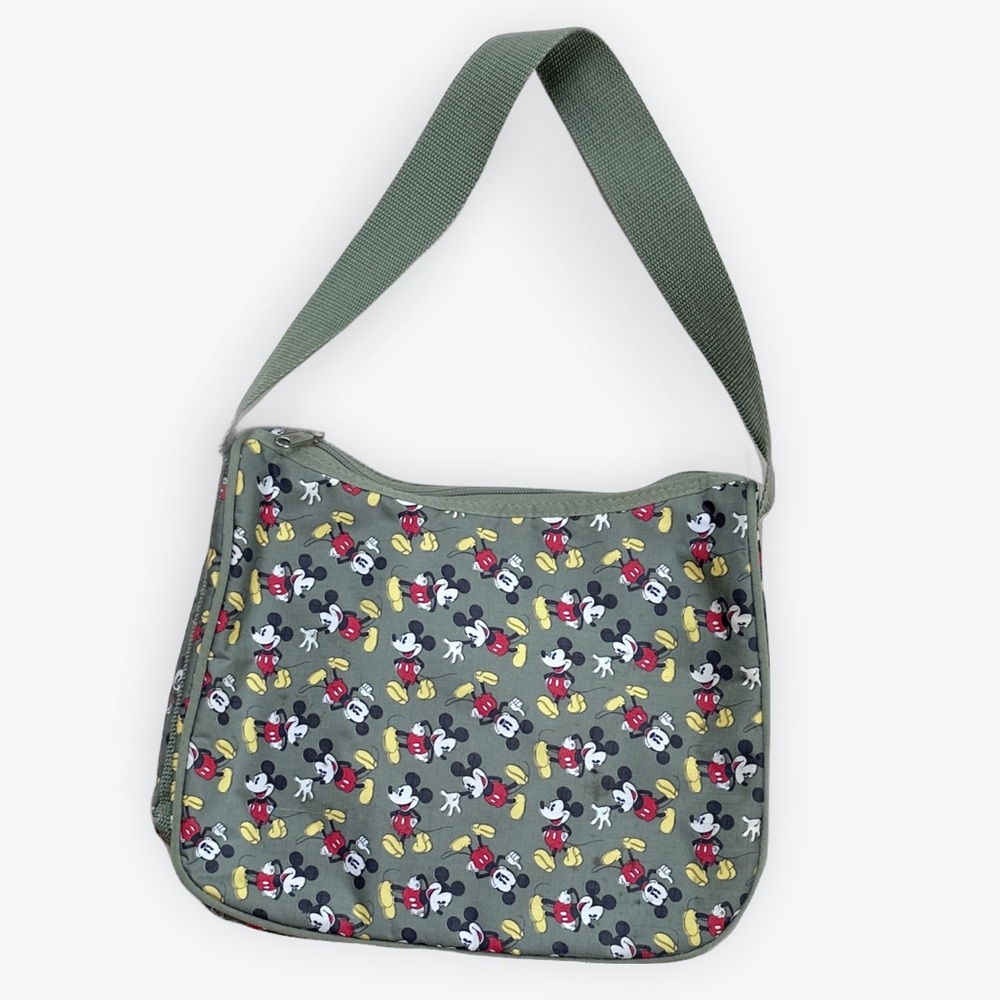 Adventure School Trip Mickey Mouse Army Green Allover Disney Print Soft Lunchbag